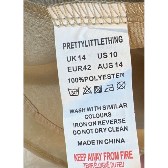 Pretty Little Thing Nude Organza Peplum Structured Waist Long Top Size 14 - Picture 5 of 11